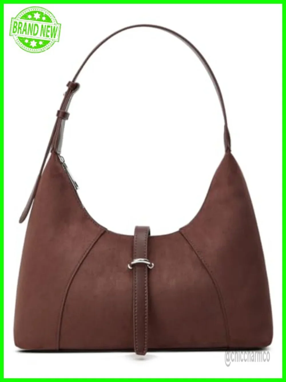 Suede Crescent Shoulder Bag Small Hobo Crossbody Purse